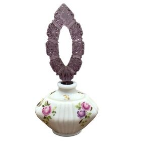 FENTON 2002 CHARLSTON COLLECTION GLASS FLORAL PURPLE FLOWERS PERFUME BOTTLE